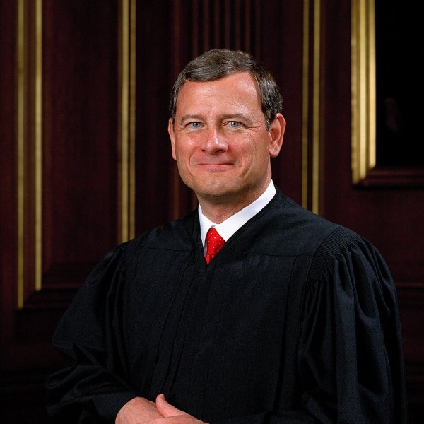 Official portrait of Chief Justice John G. Roberts, Jr. wearing his traditional black judicial robes.
